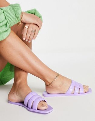 ASOS DESIGN Fame woven jelly flat mules in lilac