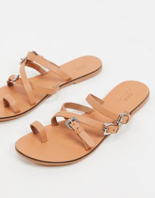 asos tan flat sandals