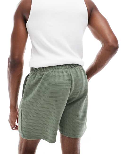 ASOS DESIGN fancy pique lounge short in green, 2 of 4