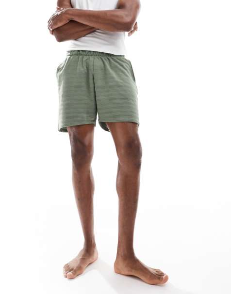 ASOS DESIGN fancy pique lounge shorts in green - view 1