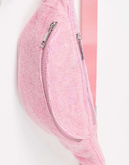 ASOS DESIGN fanny pack in pink towelling ASOS