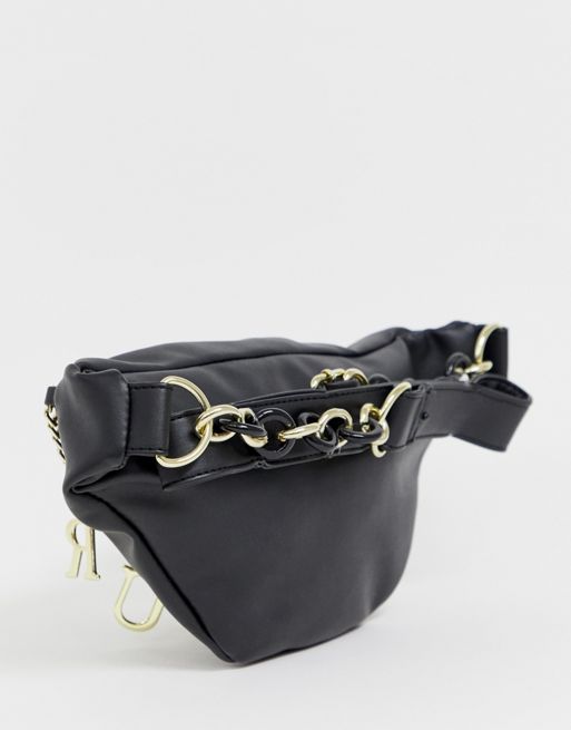 ASOS DESIGN quilted chain detail fanny pack in white
