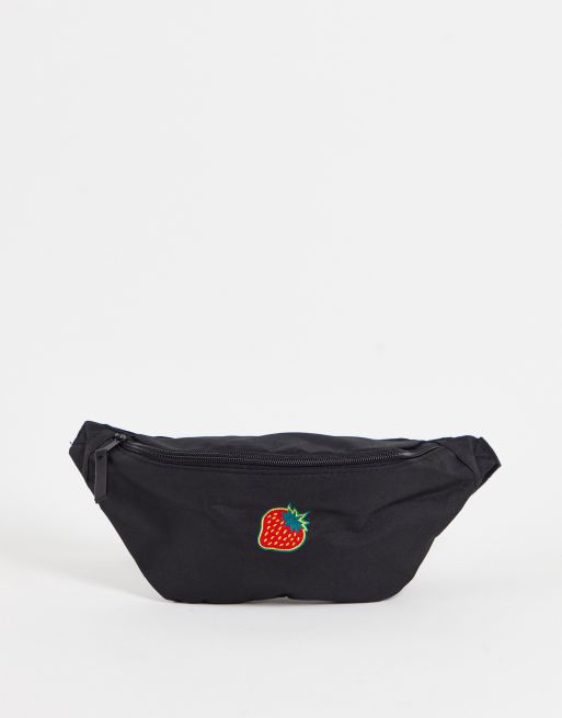 ASOS DESIGN fanny pack with strawberry embroidery