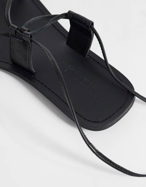 ASOS DESIGN Fantasy premium skinny strap sandals with nuggets in black leather, 4 of 4