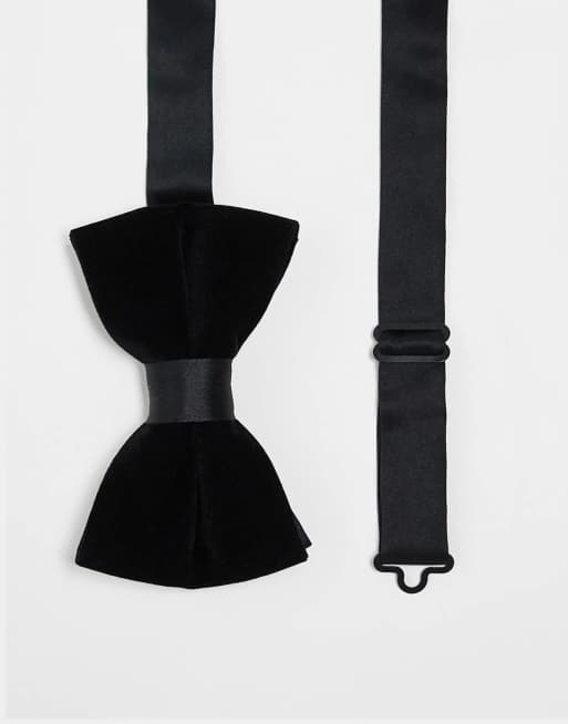 ASOS DESIGN - Farfallino in velluto nero con dettaglio in raso