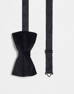 Farfallino in velluto nero - ASOS DESIGN Cravatta uomo Nero
