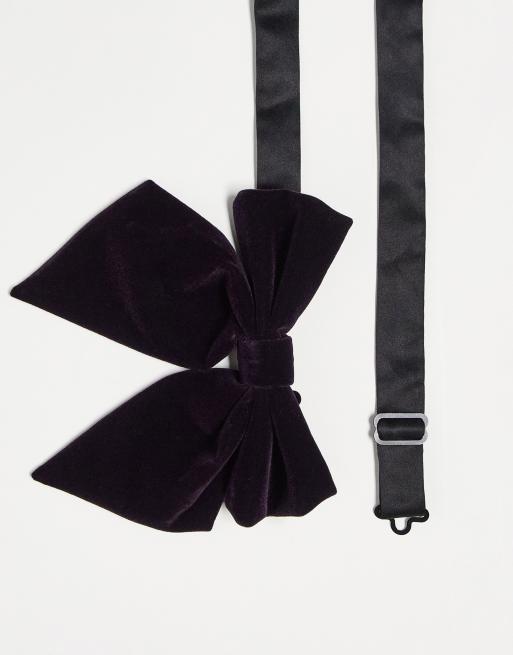 ASOS DESIGN - Farfallino oversize in velluto viola scuro