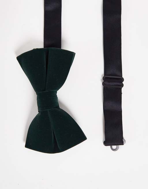 ASOS DESIGN - Farfallino verde scuro di velluto