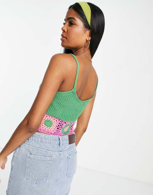 ASOS DESIGN – Färgglatt linne med virkad fåll , 2 av 4