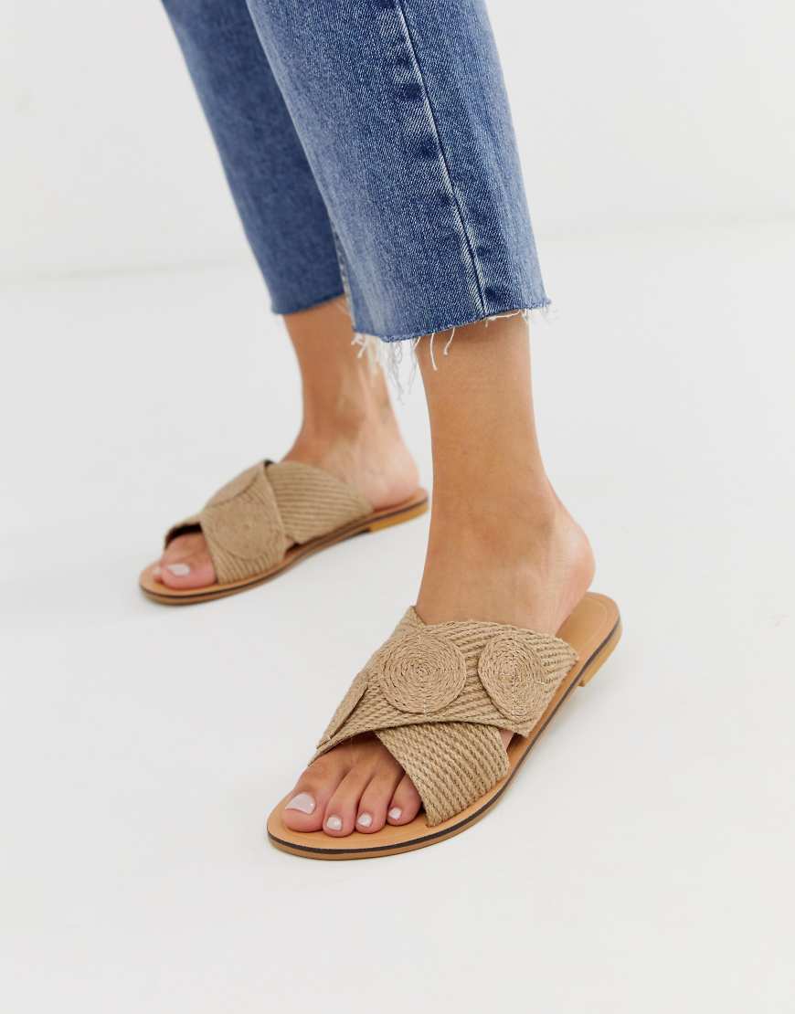 ASOS DESIGN Farid cross strap weave sliders | ASOS
