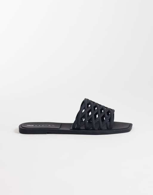 ASOS DESIGN - Faris - Geweven platte jelly muiltjes in zwart, 2 van 4