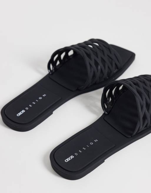 ASOS DESIGN - Faris - Geweven platte jelly muiltjes in zwart, 4 van 4