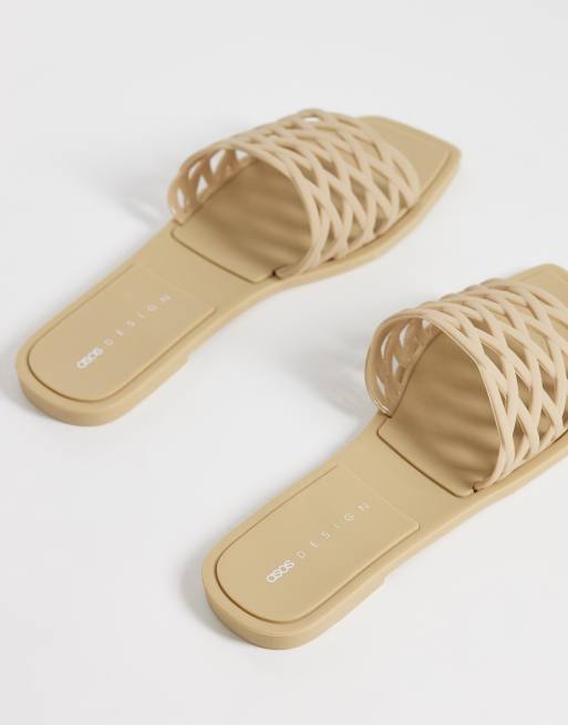 ASOS DESIGN – Faris – Ljusbruna, flätade, platta mules i jelly, 4 av 4