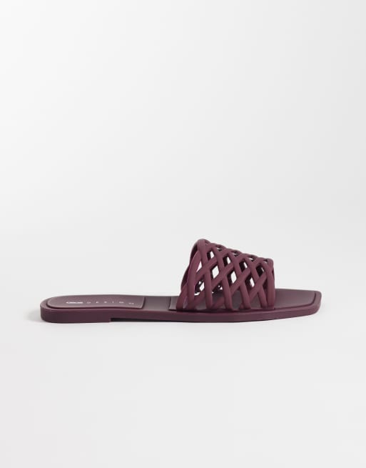 ASOS DESIGN - Faris - Sabot bassi in gomma bordeaux intrecciati, 2 di 4