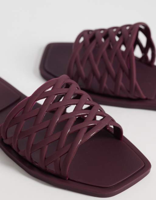ASOS DESIGN - Faris - Sabot bassi in gomma bordeaux intrecciati, 3 di 4