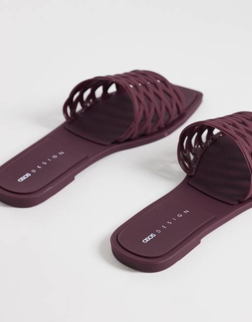 ASOS DESIGN - Faris - Sabot bassi in gomma bordeaux intrecciati, 4 di 4