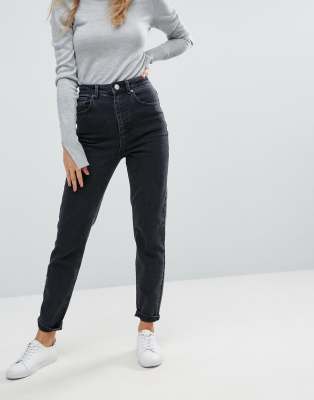 jean mom noir taille haute