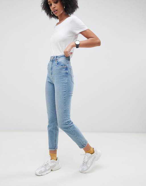 ASOS DESIGN Farleigh Jean mom slim taille haute D lavage