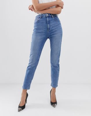 jean mom slim taille haute