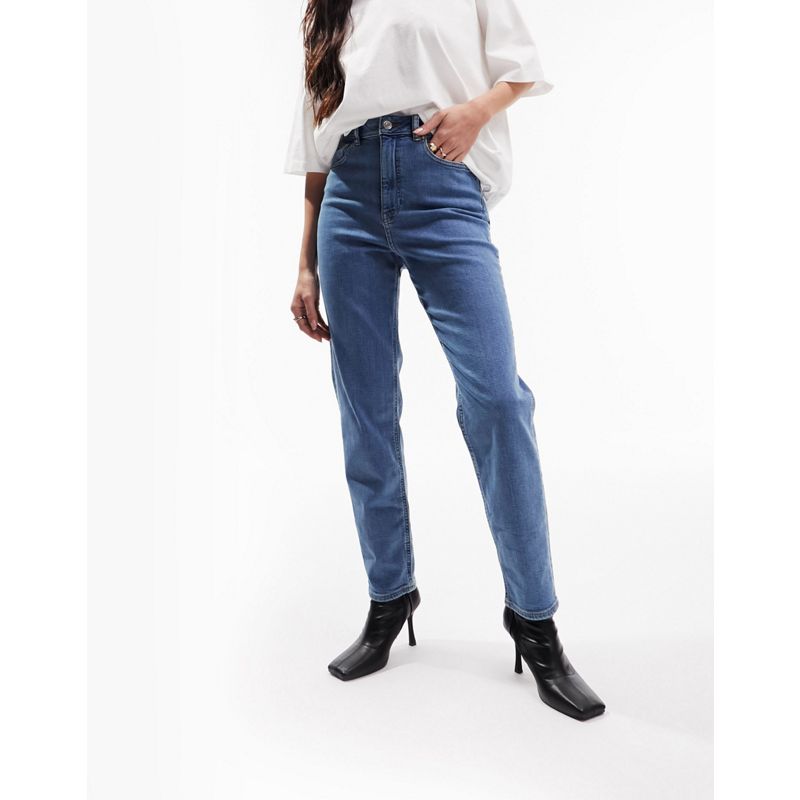 XQfjd Jeans DESIGN - Farleigh - Mom jeans slim a vita alta in lavaggio medio