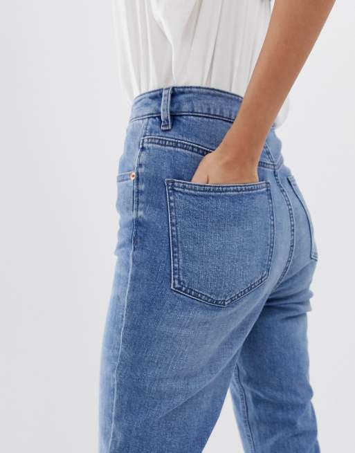 ASOS DESIGN - Farleigh - Mom jeans slim a vita alta lavaggio chiaro stone wash, 3 di 4