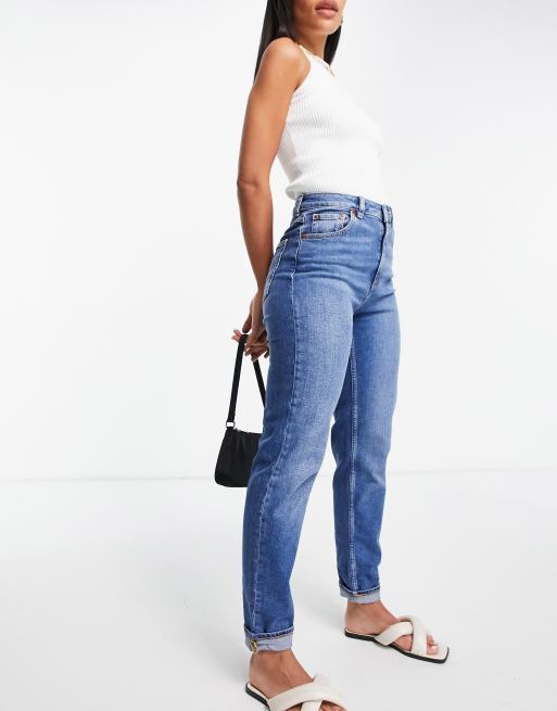 ASOS DESIGN - Farleigh - Mom jeans slim a vita alta lavaggio medio autentico, 3 di 4