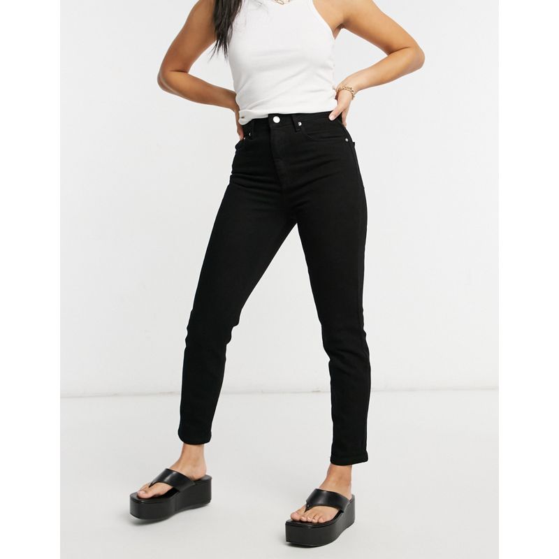 Donna Jeans DESIGN - Farleigh - Mom jeans slim a vita alta nero pulito