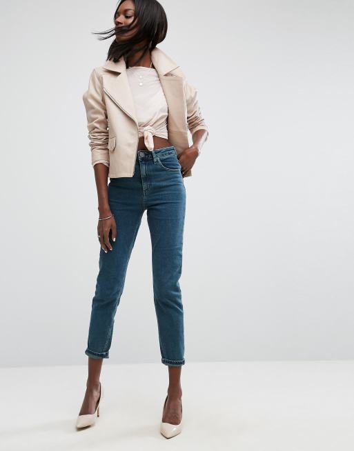 ASOS DESIGN - Farleigh - Mom jeans slim vita alta verde patinato Bergamot