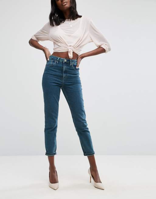 ASOS DESIGN - Farleigh - Mom jeans slim vita alta verde patinato Bergamot, 4 di 4