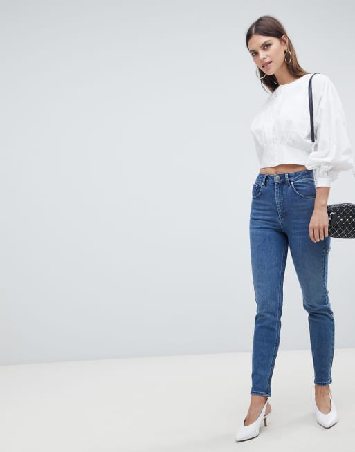 ASOS DESIGN – Farleigh – Mörkt stentvättade slim mom jeans med revor baktill, 4 av 4