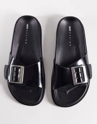 ASOS DESIGN - Farley - Flache Sandalen in Schwarz mit breiten Riemen
