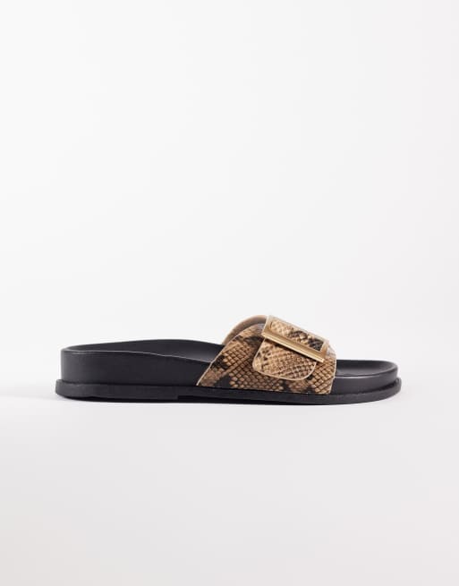 ASOS DESIGN - Farley - Platte sandalen met brede bandjes in slangenprint, 3 van 4