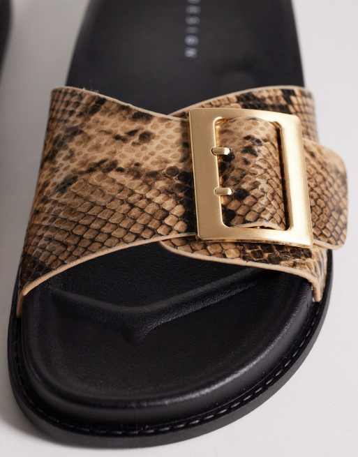 ASOS DESIGN - Farley - Platte sandalen met brede bandjes in slangenprint, 4 van 4