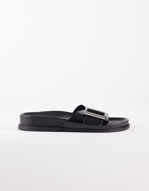 ASOS DESIGN - Farley - Platte sandalen met brede bandjes in zwart, 2 van 4