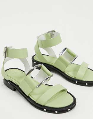 sage leather sandals