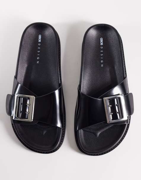 ASOS DESIGN - Farley - Sorte flade sandaler med brede stropper - view 1