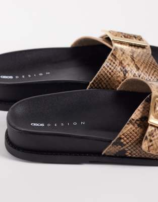 Asos Design Farley Wide Strap Flat Sandals In Multi