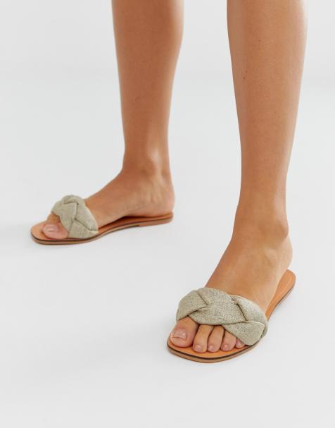 ASOS DESIGN – Farlow – Flache Sandalen mit Flechtdesign in Natur