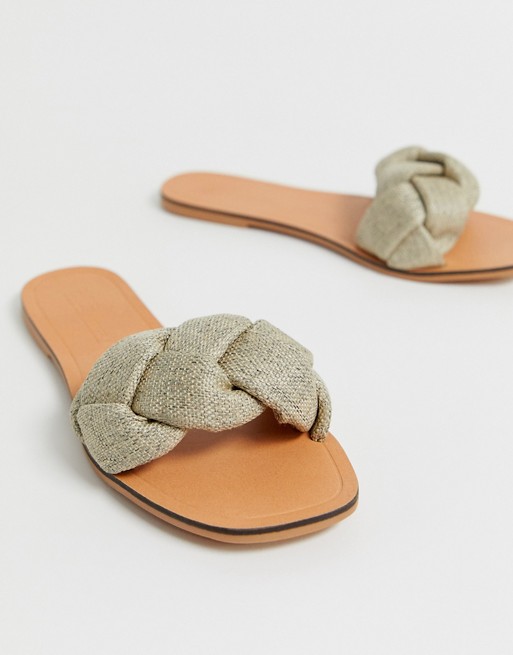 ASOS DESIGN – Farlow – Flache Sandalen mit Flechtdesign in Natur