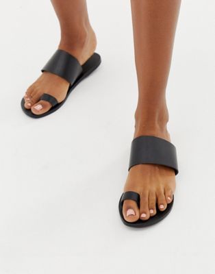 ASOS DESIGN Faro leather toe loop flat 