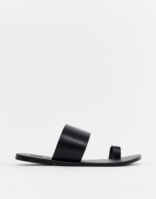 ASOS DESIGN Faro leather toe loop flat sandals