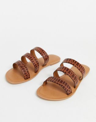 ASOS DESIGN Farren leather flat sandals 