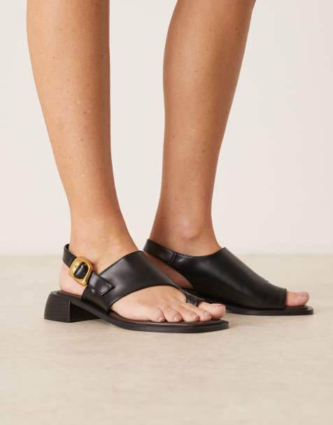 ASOS DESIGN - Farrow - Sandali infra-alluce asimmetrici neri con tacco - view 1