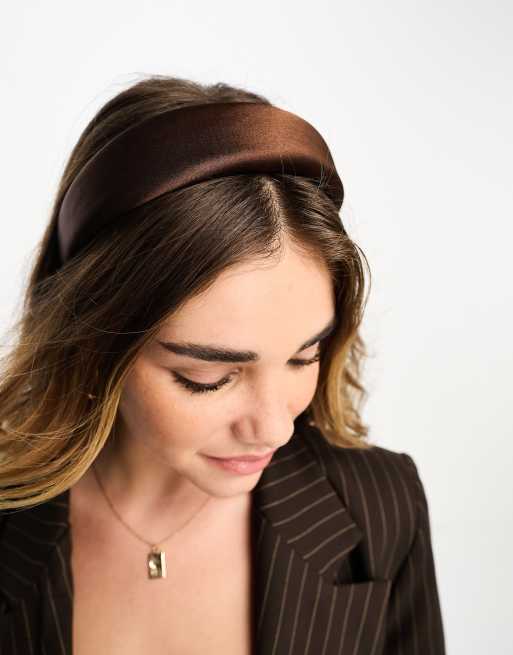 Cerchietto Per Capelli Bombato Nero, Fascia Spessa 4 Cm In Tessuto Morbido Imbottito - Per Donne