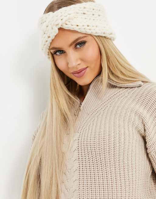 ASOS DESIGN - Fascia per capelli in maglia spessa, colore bianco