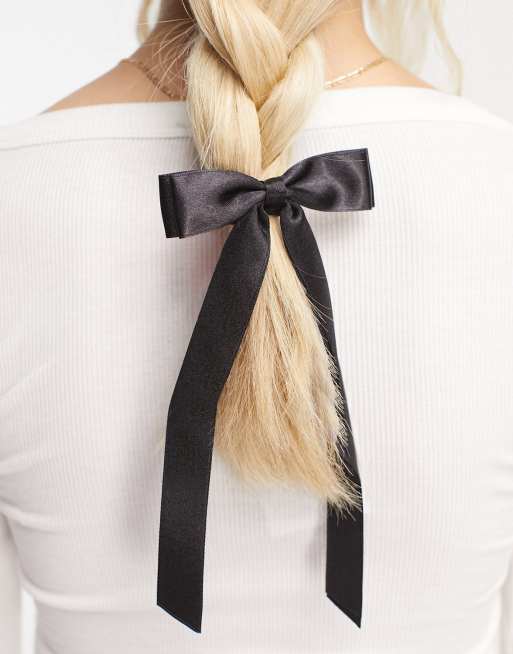 ASOS DESIGN - Confezione da 2 elastici per capelli con fiocco in raso neri