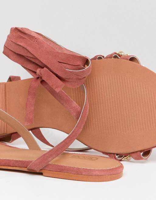 leather embellished flat sandals
