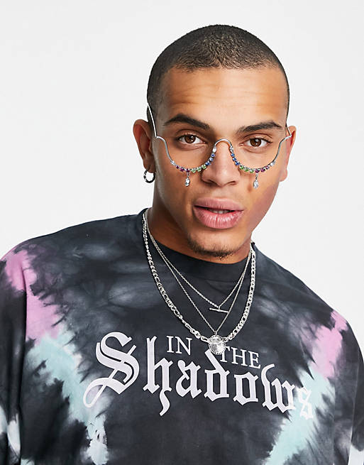 ASOS DESIGN Halloween face jewellery with multicoloured crystals