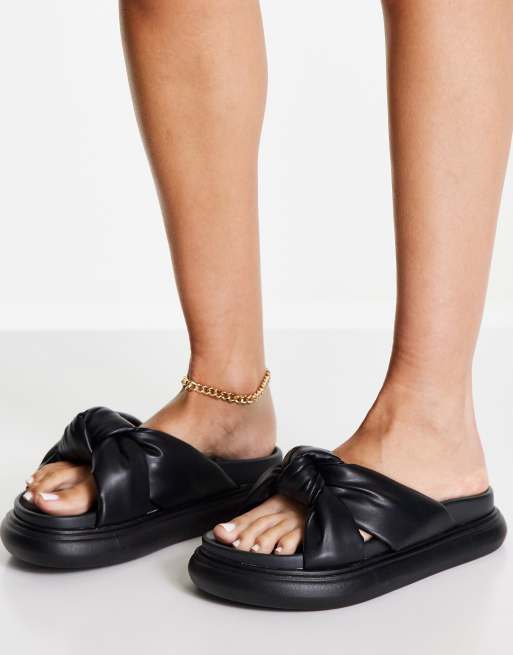 ASOS DESIGN Fateful chunky flip flop sandals in black - ShopStyle