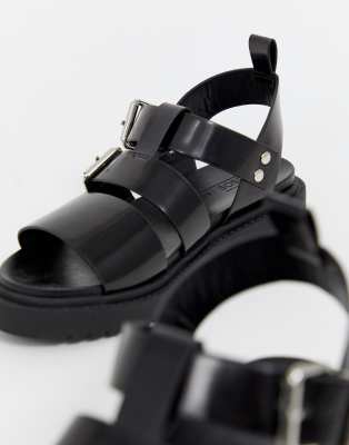 chunky black flat sandals